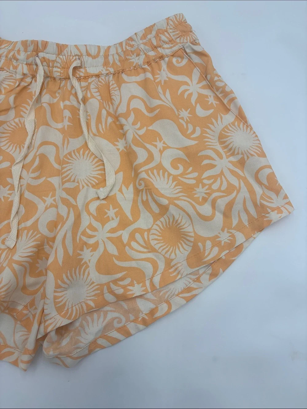 Billabong Orange Print Drawstring Shorts
